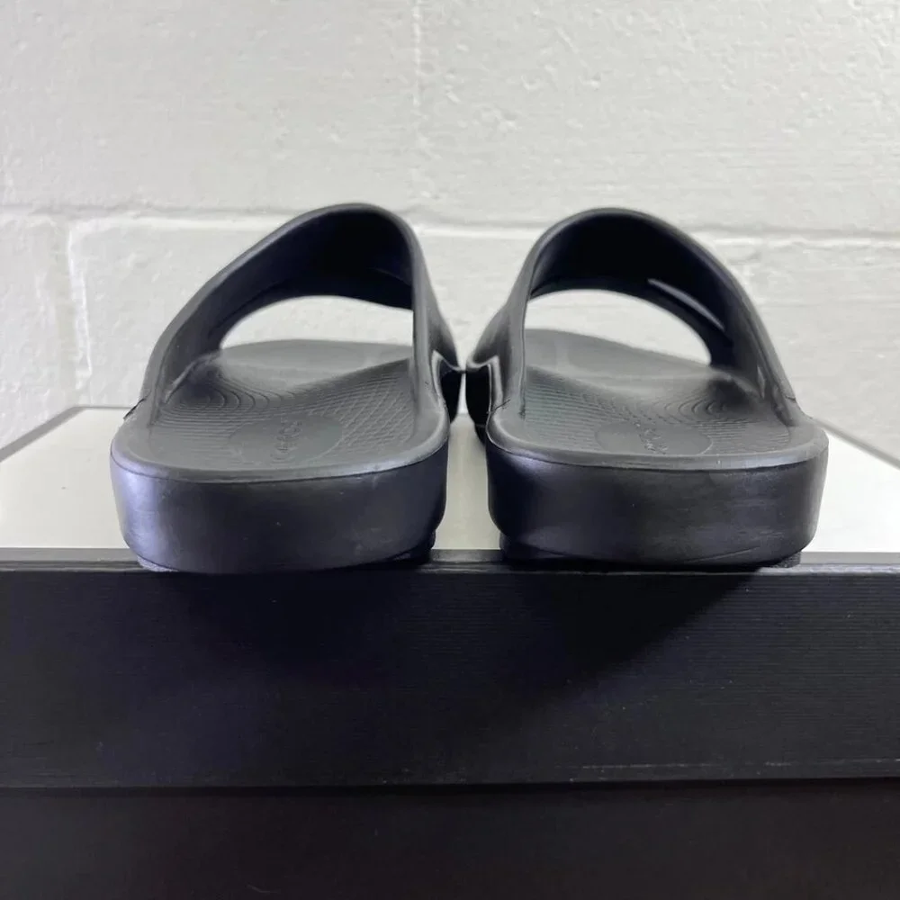 OOFOS OOahh Recovery Sandals Slide Black Open Toe Slip On Men's 9‎ Women's 11